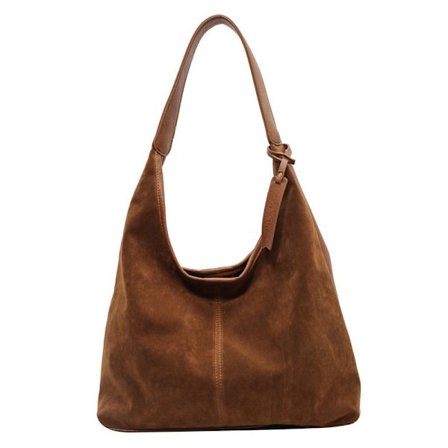 Suede taske til kvinder - Suede taske - Moderigtig afslappet taske Tote Bag - Gulbrun