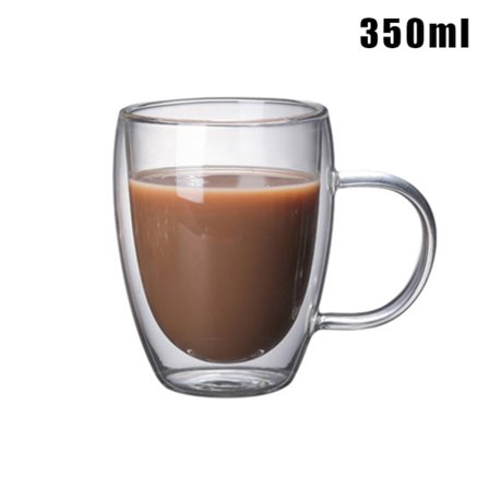 Dubbelskiktsglas Värmebeständigt bältehandtag Glas Kontorskopp Glas Kaffekopp Hållbar och säker
