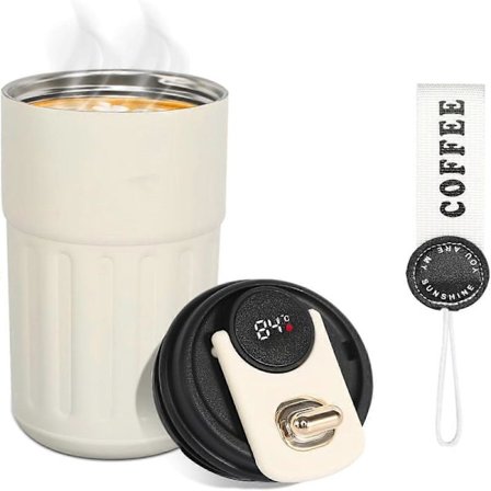 Vannflaske Rustfri Stålflaske for Varm Drikke 450mL, Isolert Kaffekrus Reisemugger for Varme Drikker Krusvarmer Termokrus Termokopp