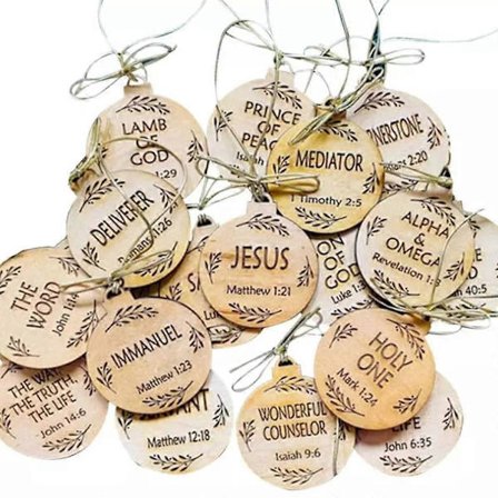 Navn på Jesus-pynt, trejulepynt vintage familie julekrybbe