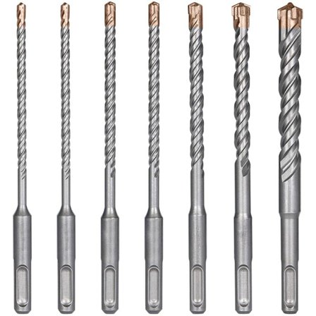 Betongbor, 7PCS flisbor, SDS-Plus elektrisk slagbor for perforator, kryssbor for betong, murstein, stein, naturlig, M
