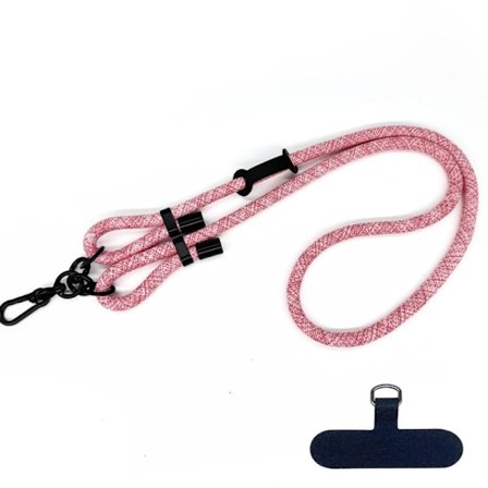 Justerbart nyckelband för telefon med polyesterrep och rem - Rosa