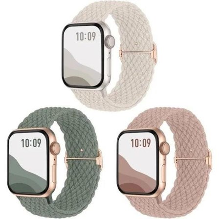 3-pack vävda Solo Loop-armband för Apple Watch 38/40/41 mm, justerbart elastiskt sportarmband i nylon B 38/40/41 mm B