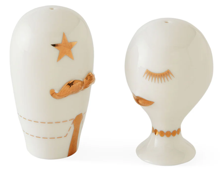 Jonathan Adler Gilded Mr&Mrs-Muse Salt-&-Pepper H7,6