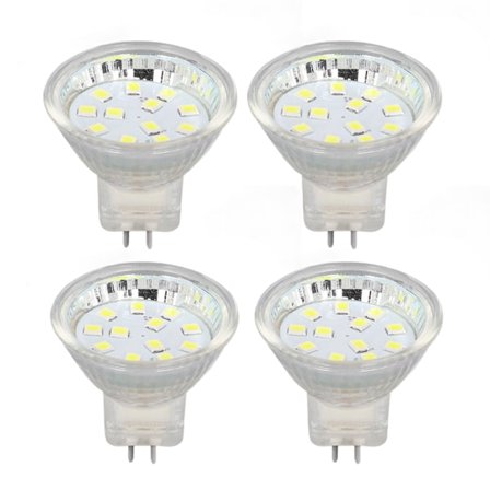 4ST MR11 12LED-pære 2W 300LM Spotlampe Dobbelstift Sokkel Landskapslampe Kald Hvit 6000K