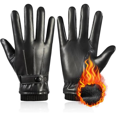 hansker menn vinter, vinterhansker menn PU lær hansker menn varmt cashmerefôr, vindtett berøringsskjermfunksjon for vinter