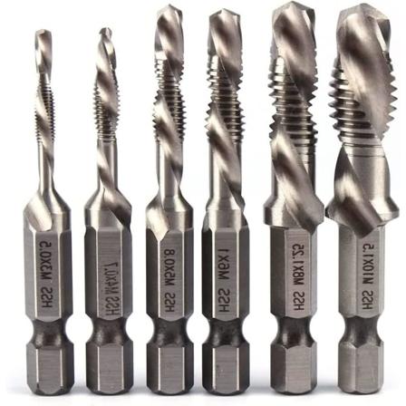 Bor for sekskant skaft 1/4" HSS Sekskant tapp M3 M4 M5 M6 M8 M10 metrisk tappbor (m3+m4+m5+m6+m8+m10)"