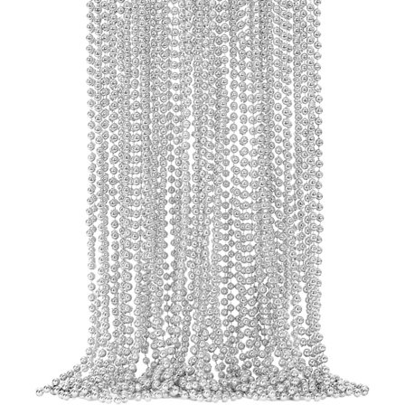 24 st julhalsband med pärlor, silver julpärlor festfavoriter, 33 tum halsband kvinnor män bulk, festivalevenemang parad kasttillbehör