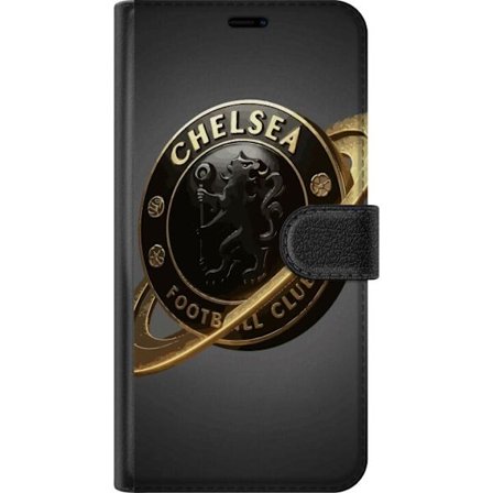 Kompatibelt Plånboksfodral till Nothing Nothing Phone (2) Chelsea-emblem i svart och guld med lejonmotiv, ringformad design och svepande guldeffekt p