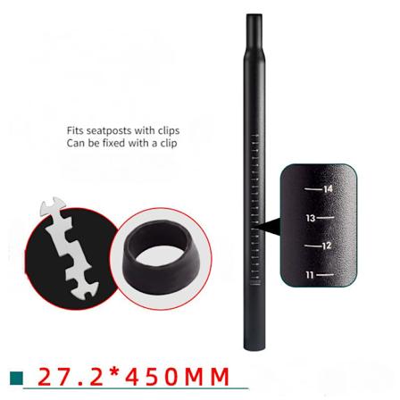 Mountainbike Sadelpind Aluminium Legering Sadelpind Sadelrør 25.4/27.2/28.6/30.8 Udvidelsestilbehør (Reduceret Hoved 27.2×450)
