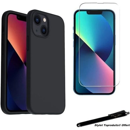 Skyddsskal - Toproduits - iPhone 13 - Svart - Härdat glas - Stylus inkluderad