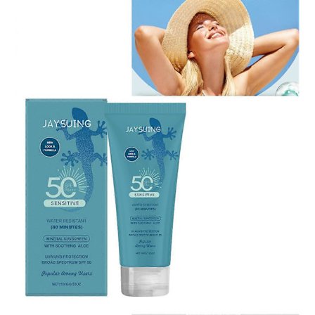 Mineral Solkrem med Sinkoksid, SPF 50+, Vannresistent, UVA/UVB-beskyttelse med Smart Cap-teknologi - Parfymefri, Bredspektret solkrem