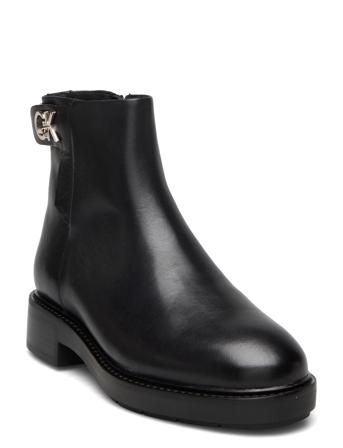 Rubber Sole Ankle Boot Whw-Lth Shoes Boots Ankle Boots Ankle Boot - Flat Musta Calvin Klein