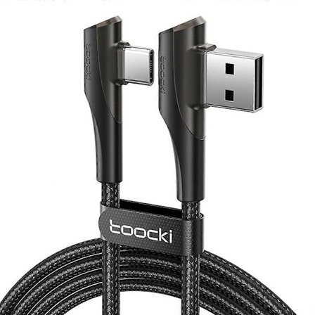 Type A TOOCKI TQ-X15A3 2m 3A snabbladdande USB till Type-C datakabel rätvinklig flätad datakabel