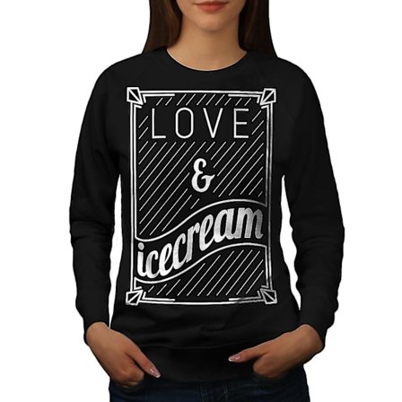 Love the Icecream Sweet Women Black Sweatshirt