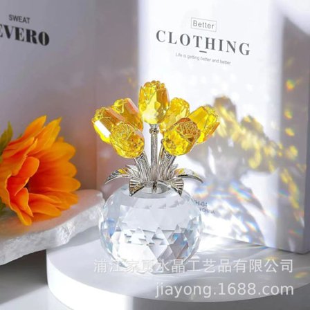 Glasrosor i kristall Qixi Alla hjärtans dag-presenter vardagsrum heminredning hantverksdekorationer