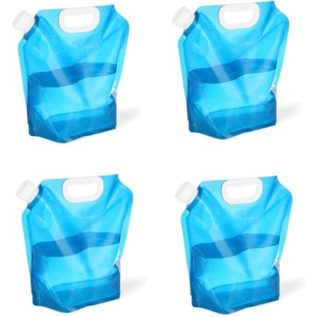 4 st hopfällbara vattenblåsor - Hopfällbar vattenförvaringspåse - 5 liter per påse - Bärbar vattenbehållare för camping, platsbesparande design för 