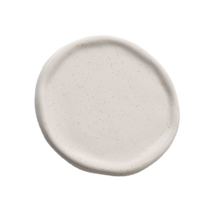 Smyckesfat i keramik med blank yta, enkel och modern förvaringsbricka för hemmet, vit, rund