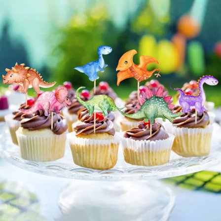 Dinosaur pynt, 42 stk. dinosaur cupcake pynt, dinosaur fest, dino tema, muffin pynt til dino tema fest, børnefødselsdag