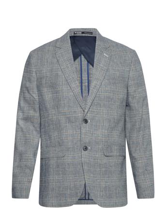 Slhreg-Kane Linen Check Blz Grey Selected Homme