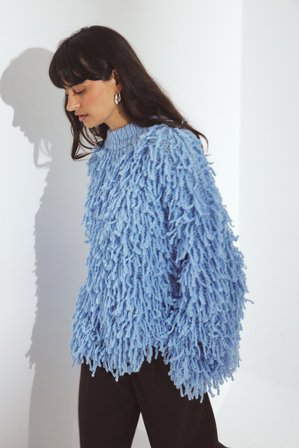 Erica Kvam x NA-KD Pull oversize en laine mélangée - Pulls en maille - Bleu - M (EU 38-40)