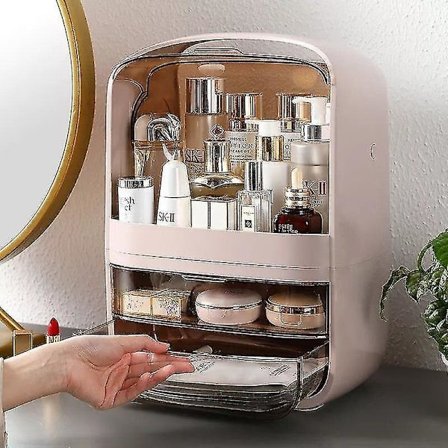 Meikkipöydän järjestäjä pölynkestävä läpinäkyvä kosmetiikkalaatikko