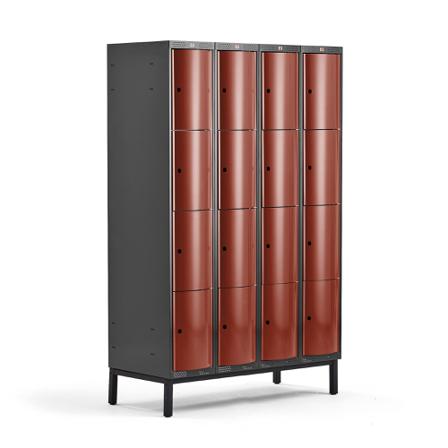 Kleiderspind CURVE mit Beingestell, 4 Module/4 Türen, 1940 x 1200 x 550 mm, Herbstrot