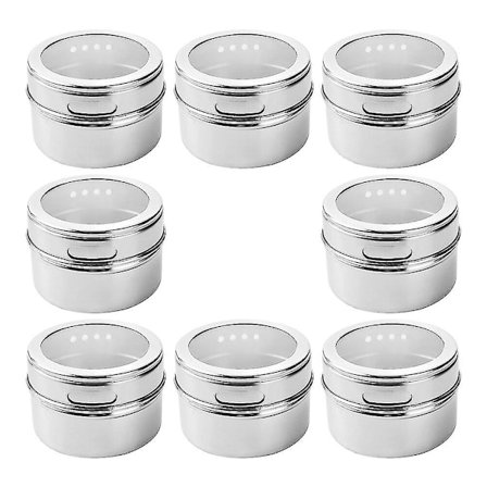 8 stk. Magnetiske Krydderier Glas, Rustfrit Stål Krydderier Beholder Krydderier Dåser Med Klistermærker