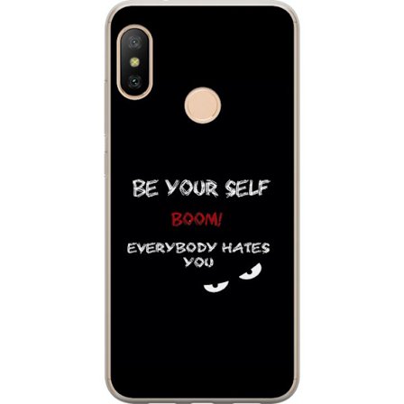 Yhteensopiva Puhelinkuori Xiaomi Redmi 6 Pro Tumma minimalistinen tekstillustraatio ironisella viestillä ja uhkaavan silmien mustalla kontrastilla