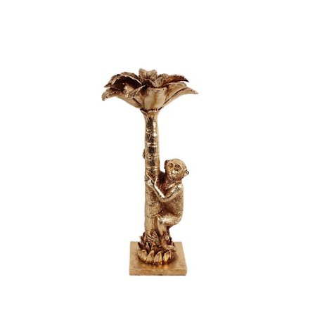 Kynttilänjalka, 14x14x32cm, kultainen polyresiinikoristelu