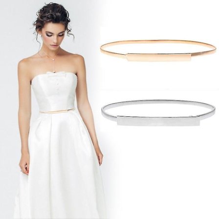 Dametøj Tynd Metalbælte, Kvinder Slank Metal Kæde Taljebælte (2 Stykker, Guld, Sølv)