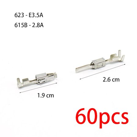 60 stk. 1.0/1.5/1.8/2.2/2.8/3.5 Serie Krympeklemmer Elektriske Hann Hunn Ledningskontaktpinner For Bil Automobildeler