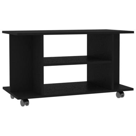 Vidaxl Tv-bänk Med Hjul Svart 80x40x40 Cm Spånskiva Svart