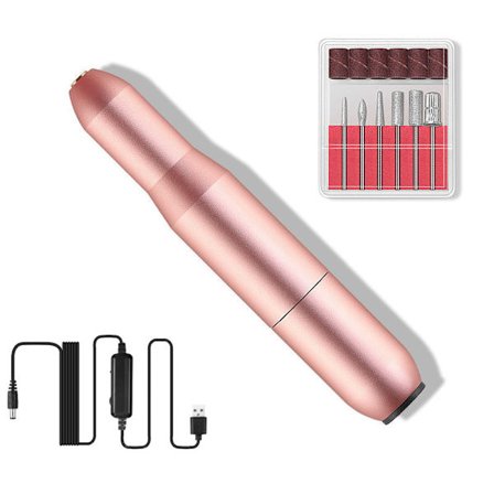 Elektrisk neglefil i rosaguld, bærbar elektrisk manicure