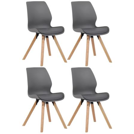 Set med 4 st Luna plaststolar grå