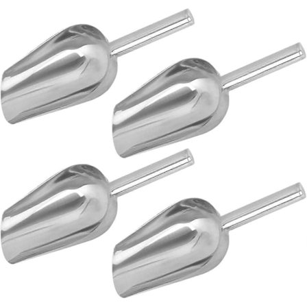 4 stk. Isskeer i rustfrit stål, lille madserveringsske til køkken, bar, fødselsdagsfest, bryllup og buffet, sølv, 19 cm