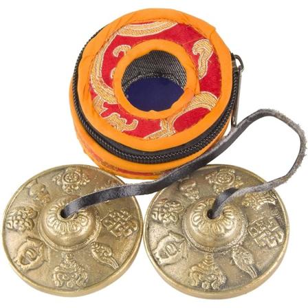 Tibetansk Tingsha-klokke med smuk etui, nepal-bækkener til lydhealing, yoga, meditation, mindfulness, klokkespil, astamangal-otte lovende (lille, bh