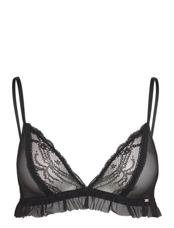 Bra Bralette Ivy Flounce Lingerie Bras & Tops Soft Bras Non Wired Bras Svart Lindex