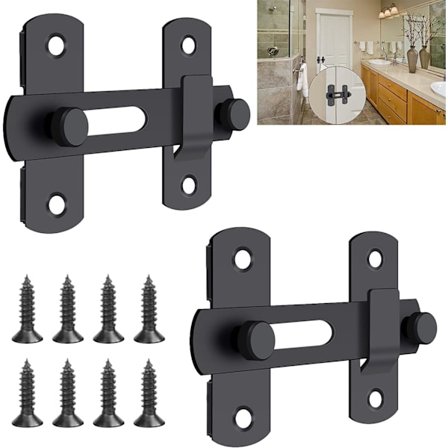 2-pack (svart), rostfritt stål Flip Latch Lock, ladugårdsdörrlås matt svart, 2,76' x 1,97' solida säkerhetsgrindlås