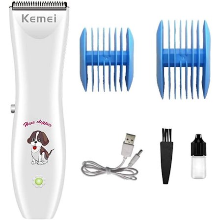 Kemei Dog Hair Clippers Cordless Pet Hair Clippers Low Noise Rechargeable Electric Trimmer Hair Clippers Kit With Comb Guides For Dogs, Cats Pets