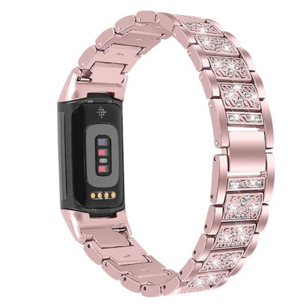 Fitbit Charge 5 bling strass klockarmband - Rosa Ros