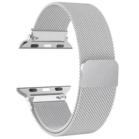 Milanese Loop för apple watch Band 44mm Ultra 2 49mm 45mm 41mm 40mm Metallarmband för apple watch Remserie 9 8 7 6 5 4 SE Light gray 19 42mm 44mm 45mm