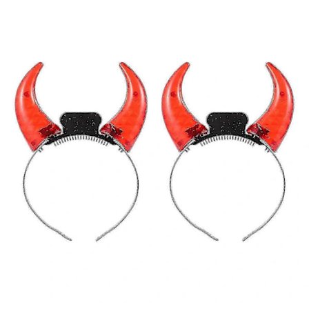 2 stk LED Djevelhorn Hårbånd Lyser Opp, Røde Halloween Party Kostymetilbehør - DSW