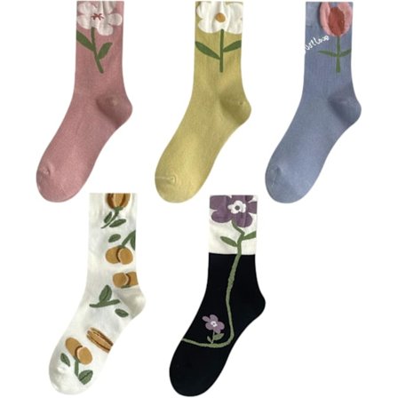 Søde bomuldsstrømper til kvinder og piger, 5 par strømper til sport og hverdagsbrug