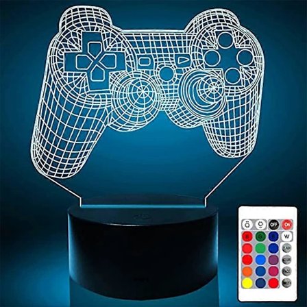Gamer Natlampe til Drengeværelse, Gamer Lamper til Soveværelse, 16 Farve Illusion Gaming Lampe til Børnedagsgaver til Børn Drenge Gamer Gaver
