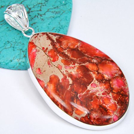 Silver Koppar Turkos ädelsten hängsmycke