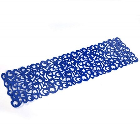 Blå hemin filt bordsmatta öppenwork blommig design bordsmatta matta ihålig blomma filt placemat placemat vintage värmebeständig bordsplatta lock