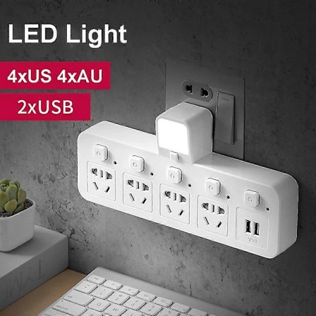 /EA/4-vägs Grenuttag Hushåll Multifunktionsuttag USB Multi-kontakt Vägguttag Förlängningssladd Med Oberoende Strömbrytare Och LED-Lampa