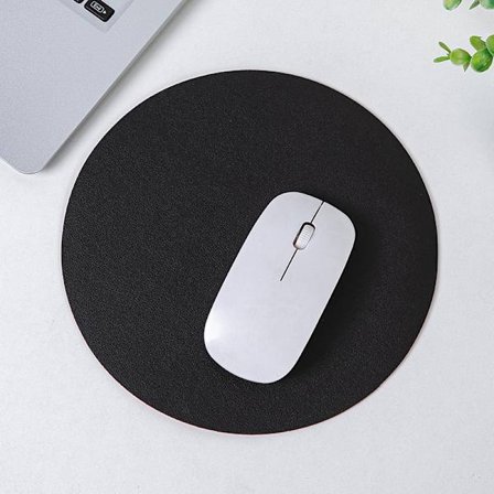 Rund musmatta i läder enfärgad liten datorskrivbordsmatta liten fräsch tjej tangentbord spel