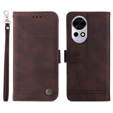 För Huawei nova 13 5G/nova 12 5G Plånboksfodral Skin Touch Läder Telefonskal Trädmönster Hårdvara